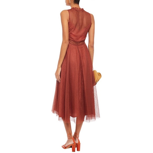 NWT✨ Sandro Cassy Tulle Midi Dress in Rust - Picture 5 of 10